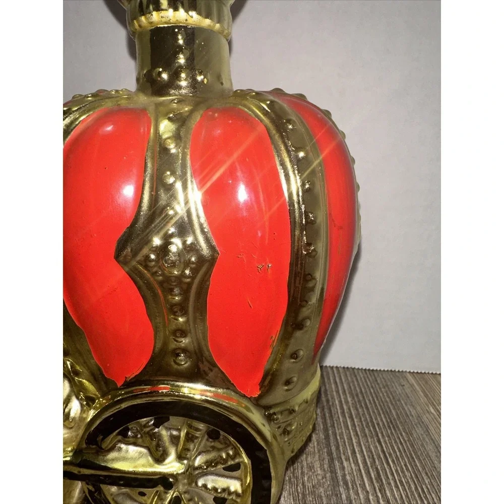 Donkey Liquor Decanter Red Gold Crown Cart Vintage Some Flaws